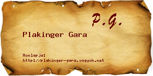 Plakinger Gara névjegykártya